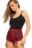Black BASICS Solid Scoop Neck Bodysuit For Women 12-14 - Dropwear