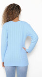 Light Grey Cable Knitted V-Neck Sweater Top For Women 12-14 - Dropwear