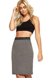 Cerise Plus Size Plain Stretch Pencil Midi Skirt For Women 24-26 - Dropwear