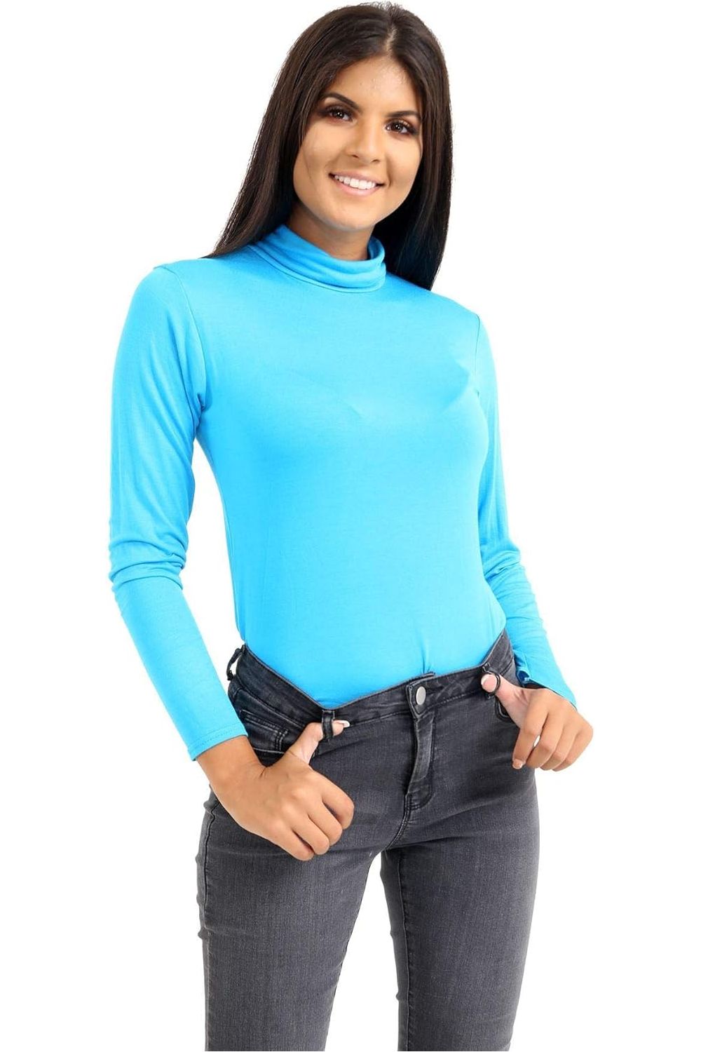 Turtle Neck Long Sleeve Top For Women  - Dropwear