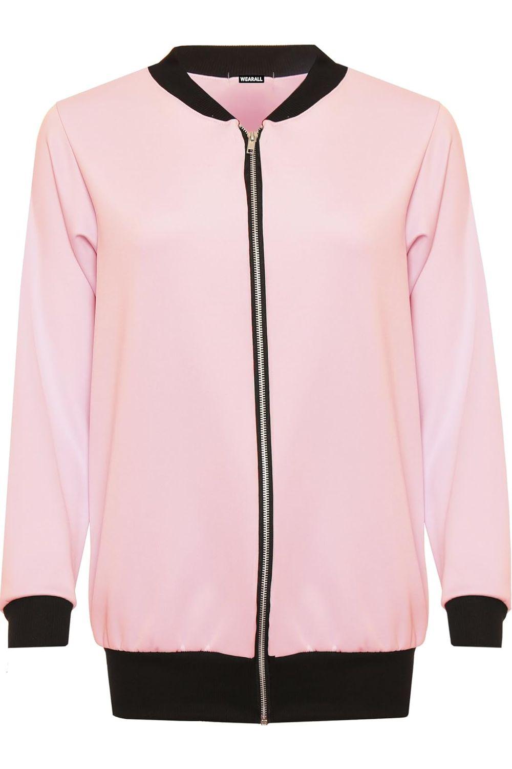 Royal Blue Plain Bomber Jacket Sleeve Top For Women 14 - Dropwear
