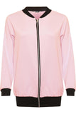 Royal Blue Plain Bomber Jacket Sleeve Top For Women 14 - Dropwear
