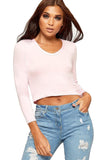 Wine V Neck Long Sleeve Crop Top For Women 12-14 - Dropwear