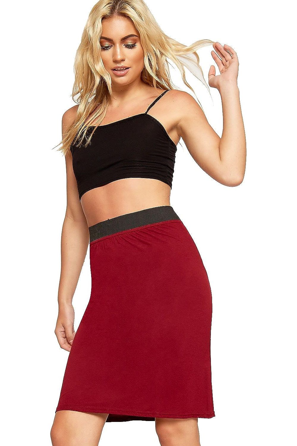 Royal Blue Plus Size Plain Stretch Pencil Midi Skirt For Women 24-26 - Dropwear