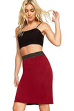 Royal Blue Plus Size Plain Stretch Pencil Midi Skirt For Women 24-26 - Dropwear