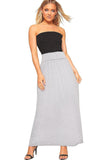 Light Grey Plus Size Pleated Fold Over High Waist Gypsy Long Maxi Skirt For Women 16-18 - Dropwear