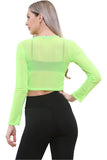 Nude Sheer Mesh Long Sleeve Crop Top For Women 8-10 - Dropwear