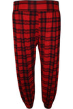 Plus Size Red Tartan Print Harem Trouser For Women  - Dropwear