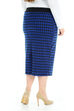 Light Grey Plus Size Midi Skirt Dogtooth For Women 24-26 - Dropwear
