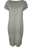 White Plain Short Sleeve Jersey Midi Dress For Women 8-10 - Dropwear