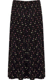 Plus Size Yellow Floral Print Midi Skirt For Women  - Dropwear