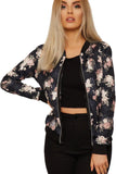 Black Plus Size Floral Bomber Jacket Rose Print For Women 16-18 - Dropwear