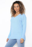 Light Grey Plus Size Cable Knitted Sweater Top For Women 16-18 - Dropwear