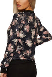 Black Plus Size Floral Bomber Jacket Rose Print For Women 20-22 - Dropwear