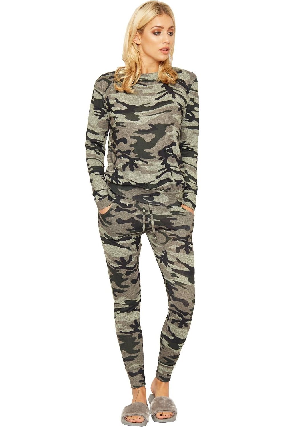 Black Army Camouflage Print Tracksuit For Women 8-10 - Dropwear
