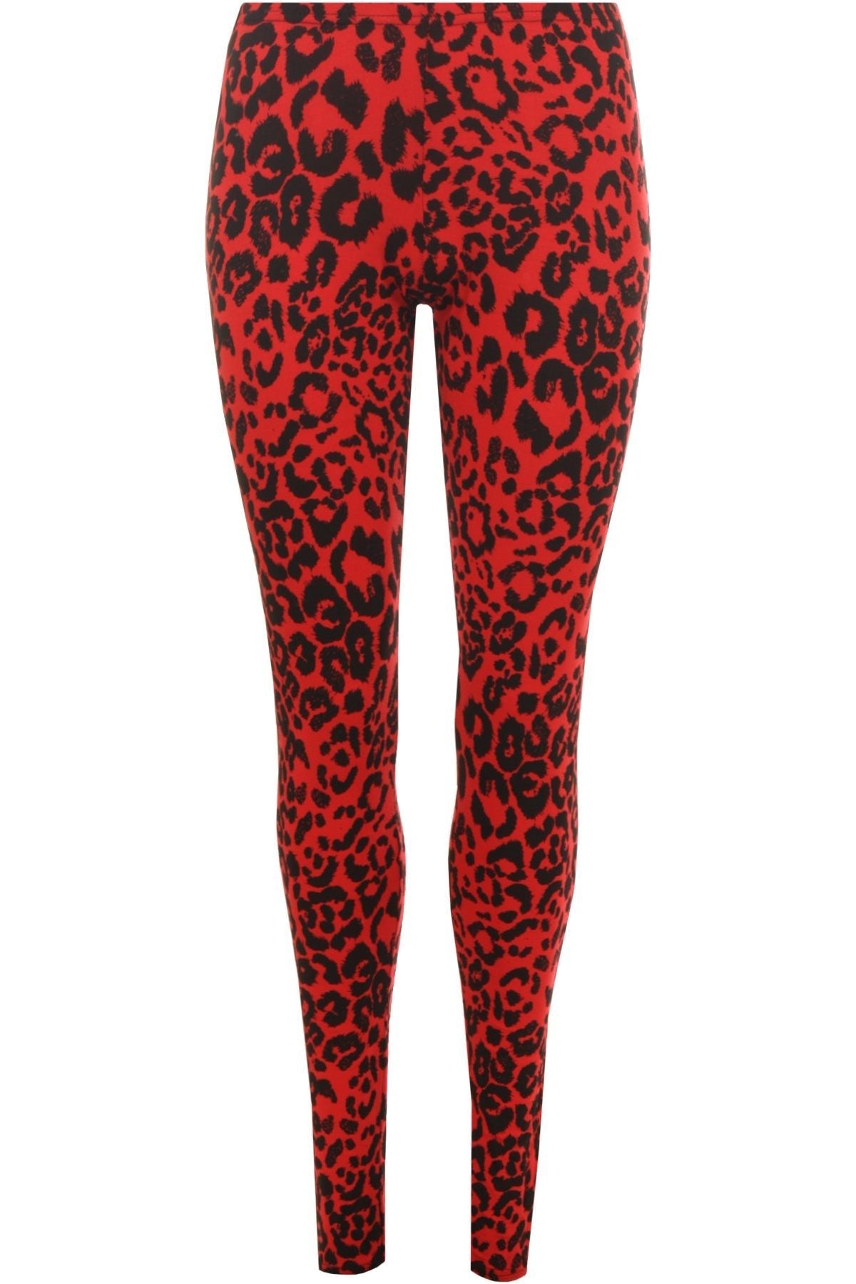 Red Leopard Red Leopard Print Leggings For Women 12-14 - Dropwear