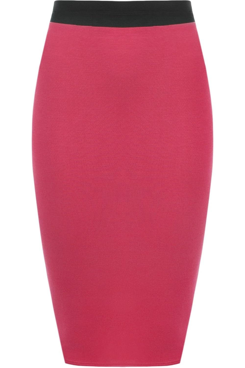 Coral Plus Size Plain Stretch Pencil Midi Skirt For Women 16-18 - Dropwear