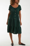 Bardot Shirred Bodice Tiered Dress For Women  - Dropwear