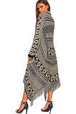 Aztec Knitted Tassle Long Cardigan Maxi Shawl For Women  - Dropwear