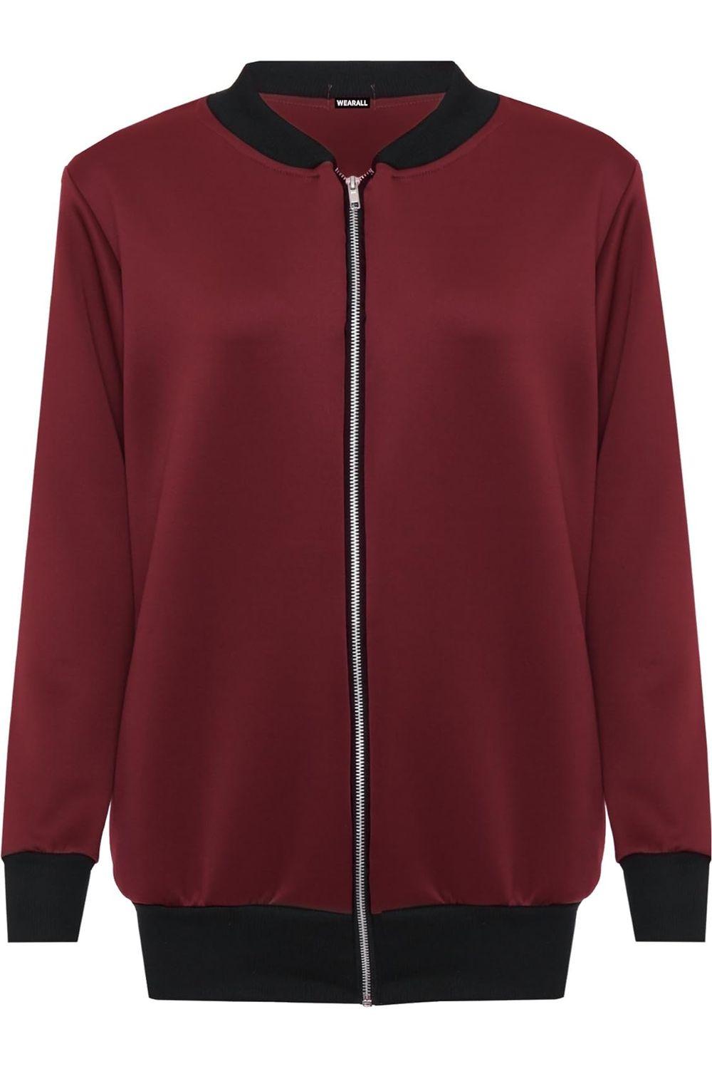 Royal Blue Plain Bomber Jacket Sleeve Top For Women 18 - Dropwear
