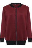 Royal Blue Plain Bomber Jacket Sleeve Top For Women 18 - Dropwear