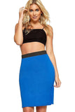 Navy Blue Plus Size Plain Stretch Pencil Midi Skirt For Women 20-22 - Dropwear