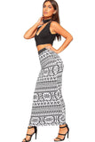 Brown Leopard Plus Size High Waist Stretch Long Maxi Skirt For Women 20-22 - Dropwear