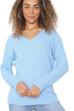 Purple Cable Knitted V-Neck Sweater Top For Women 12-14 - Dropwear