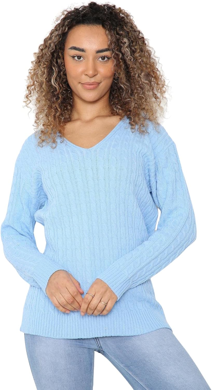 Cream Plus Size Cable Knitted Sweater Top For Women 16-18 - Dropwear