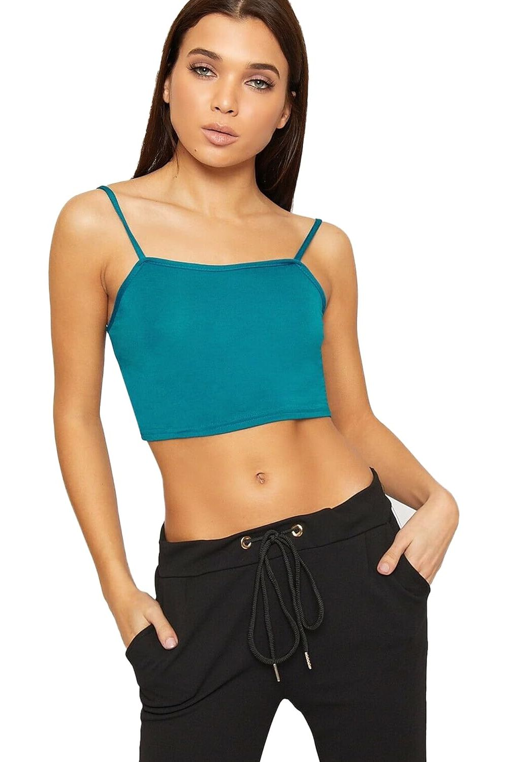 Turquoise Bralet Crop Stretch Vest Top For Women 12-14 - Dropwear
