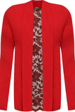 Red Floral Lace Back Cardigan Open Top For Women 26-28 - Dropwear