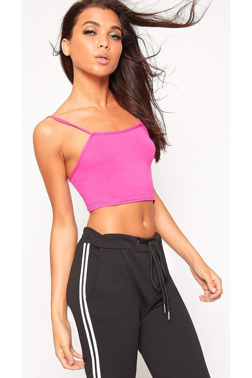Purple Bralet Crop Stretch Vest Top For Women 12-14 - Dropwear