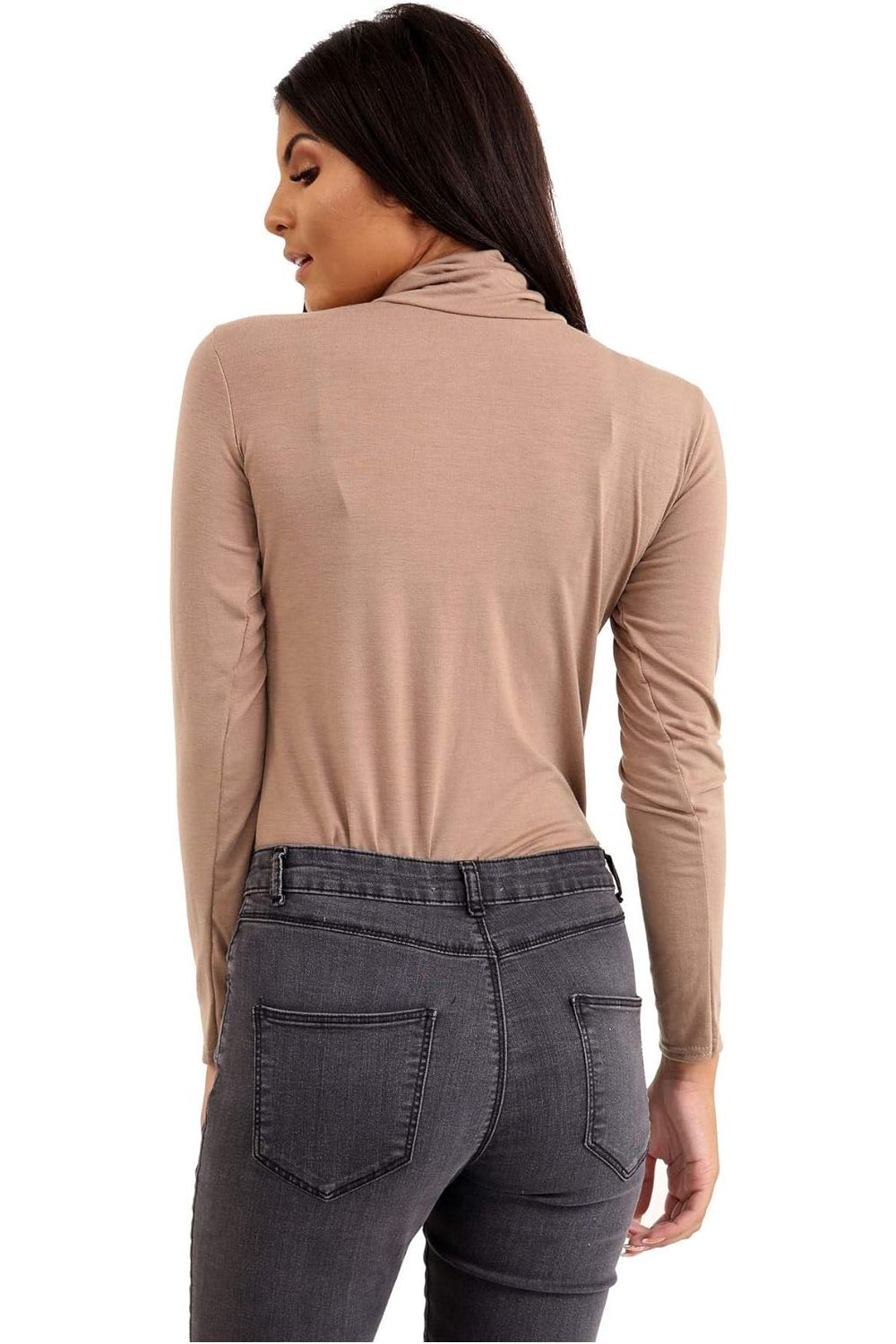 Navy Blue Plus Size Turtle Neck Long Sleeve Top For Women 16-18 - Dropwear