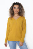 Yellow Plus Size Cable Knitted Sweater Top For Women 20-22 - Dropwear