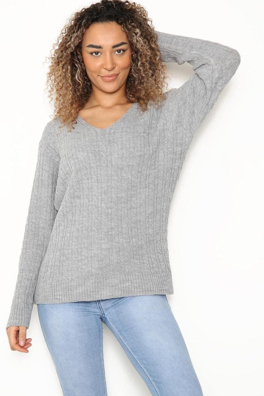 Plus Size Cable Knitted Sweater Top For Women  - Dropwear