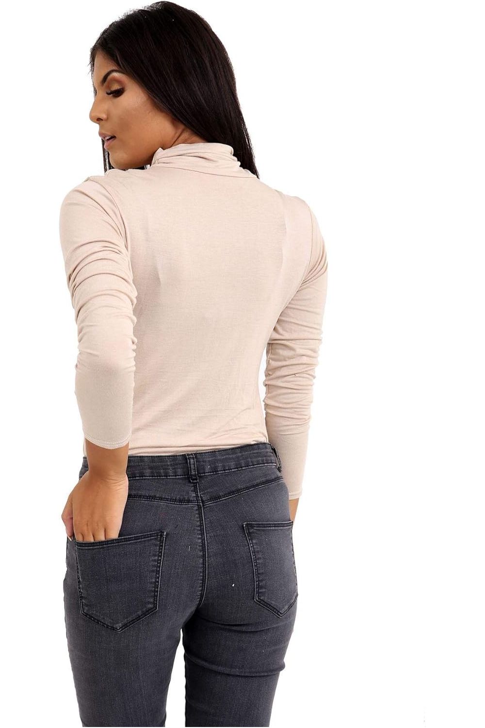 White Plus Size Turtle Neck Long Sleeve Top For Women 16-18 - Dropwear