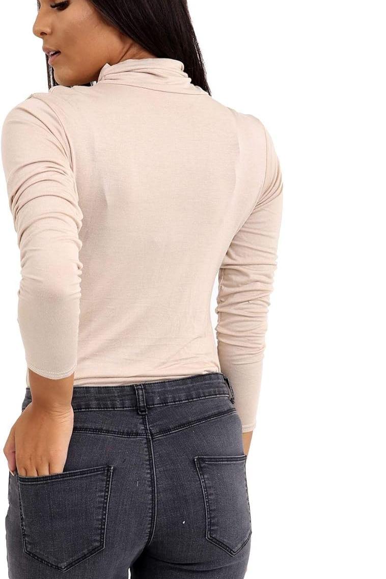 Turtle Neck Long Sleeve Top For Women  - Dropwear