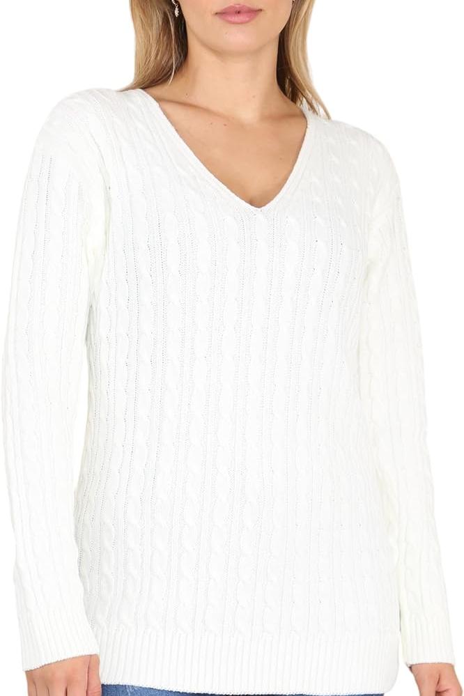 Sky Blue Plus Size Cable Knitted Sweater Top For Women 18-20 - Dropwear