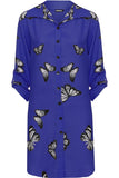 Butterfly Print Side Slit Curved Hem Top For Women  - Dropwear