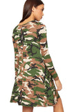 Army Plus Size Army Print Long Sleeve Swing Dress Top For Women 24-26 - Dropwear