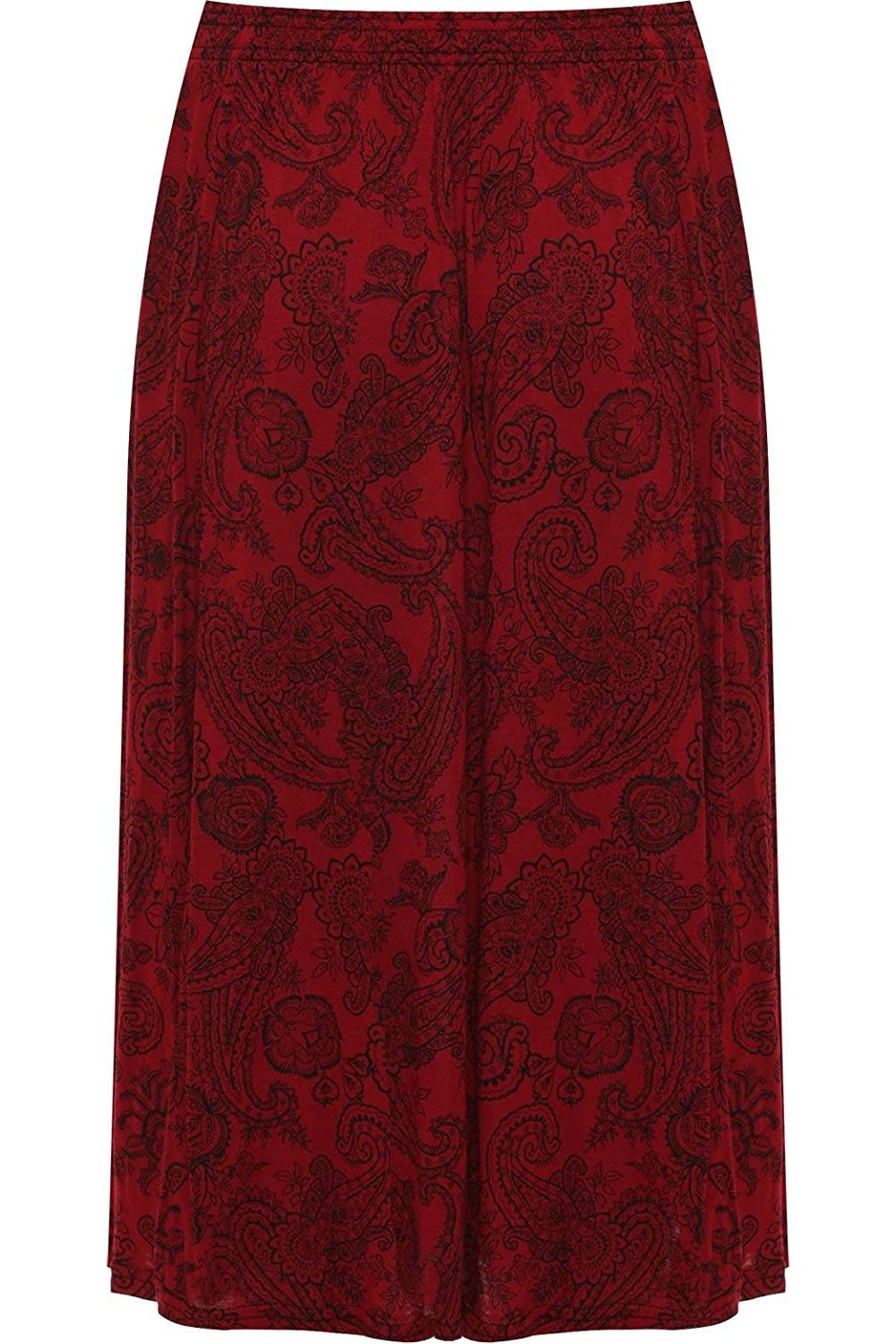 Paisley Wine Paisley Print Midi Skirt in Wine Color For Women 8-10 - Dropwear