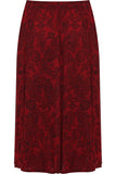 Paisley Wine Paisley Print Midi Skirt in Wine Color For Women 8-10 - Dropwear