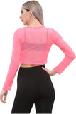 Royal Blue Sheer Mesh Long Sleeve Crop Top For Women 8-10 - Dropwear