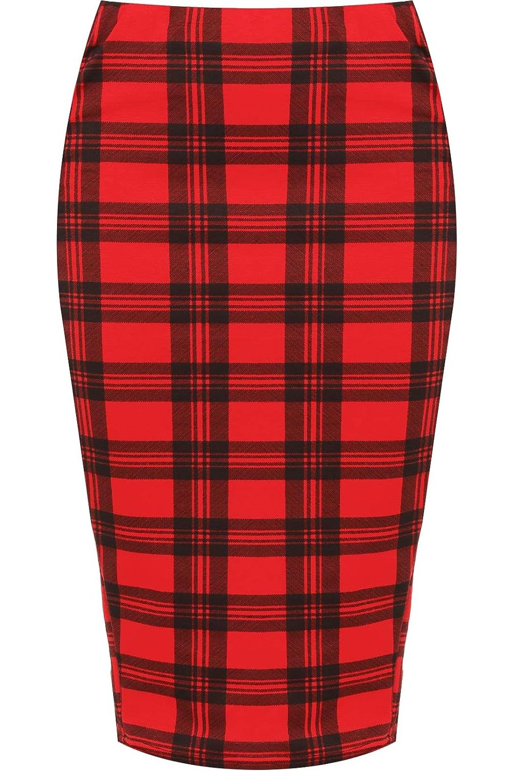 Tartan Red Tartan Check Print Midi Skirt For Women 12-14 - Dropwear