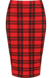 Tartan Red Tartan Check Print Midi Skirt For Women 12-14 - Dropwear