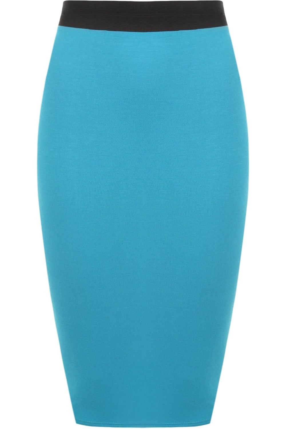 Purple Plus Size Plain Stretch Pencil Midi Skirt For Women 24-26 - Dropwear
