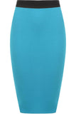 Plain Stretch Pencil Midi Skirt For Women  - Dropwear