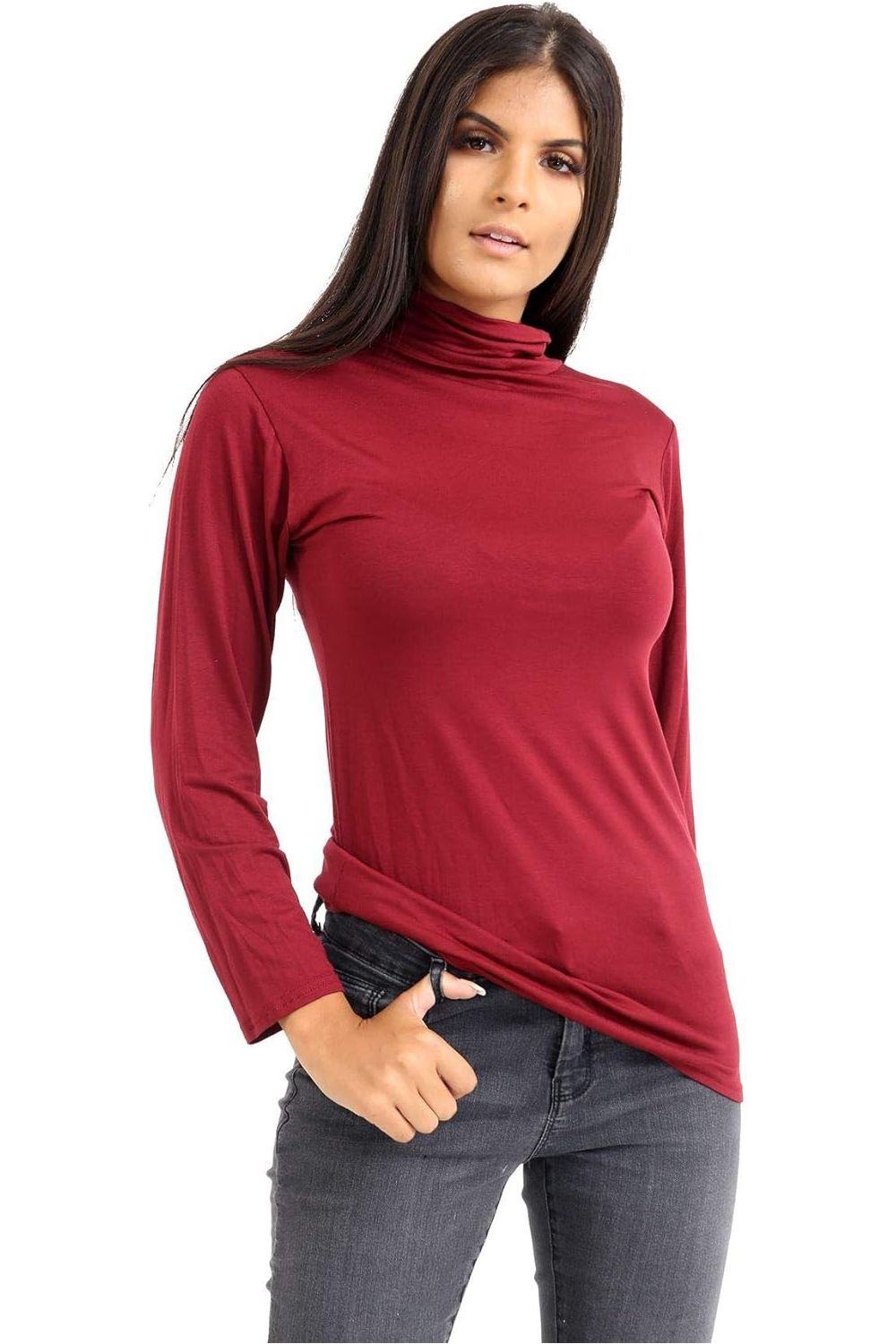Plus Size Turtle Neck Long Sleeve Top For Women  - Dropwear