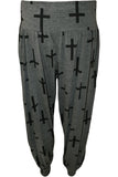 Plus Size Cross Print Harem Trousers For Women  - Dropwear
