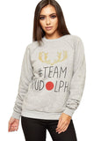 Light Grey Slogan Hashtag Reindeer Sweatshirt For Women 8-10 - Dropwear